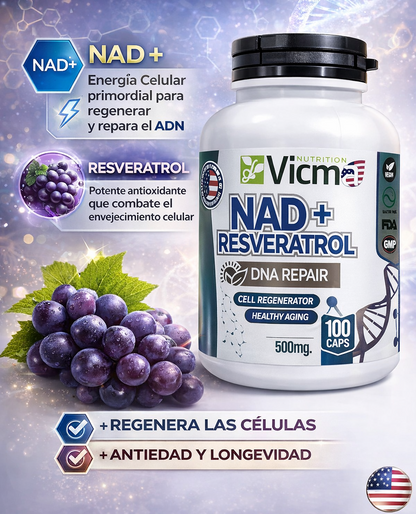 NAD + Resveratrol PREMIUM | VICMA 100 cápsulas 500mg