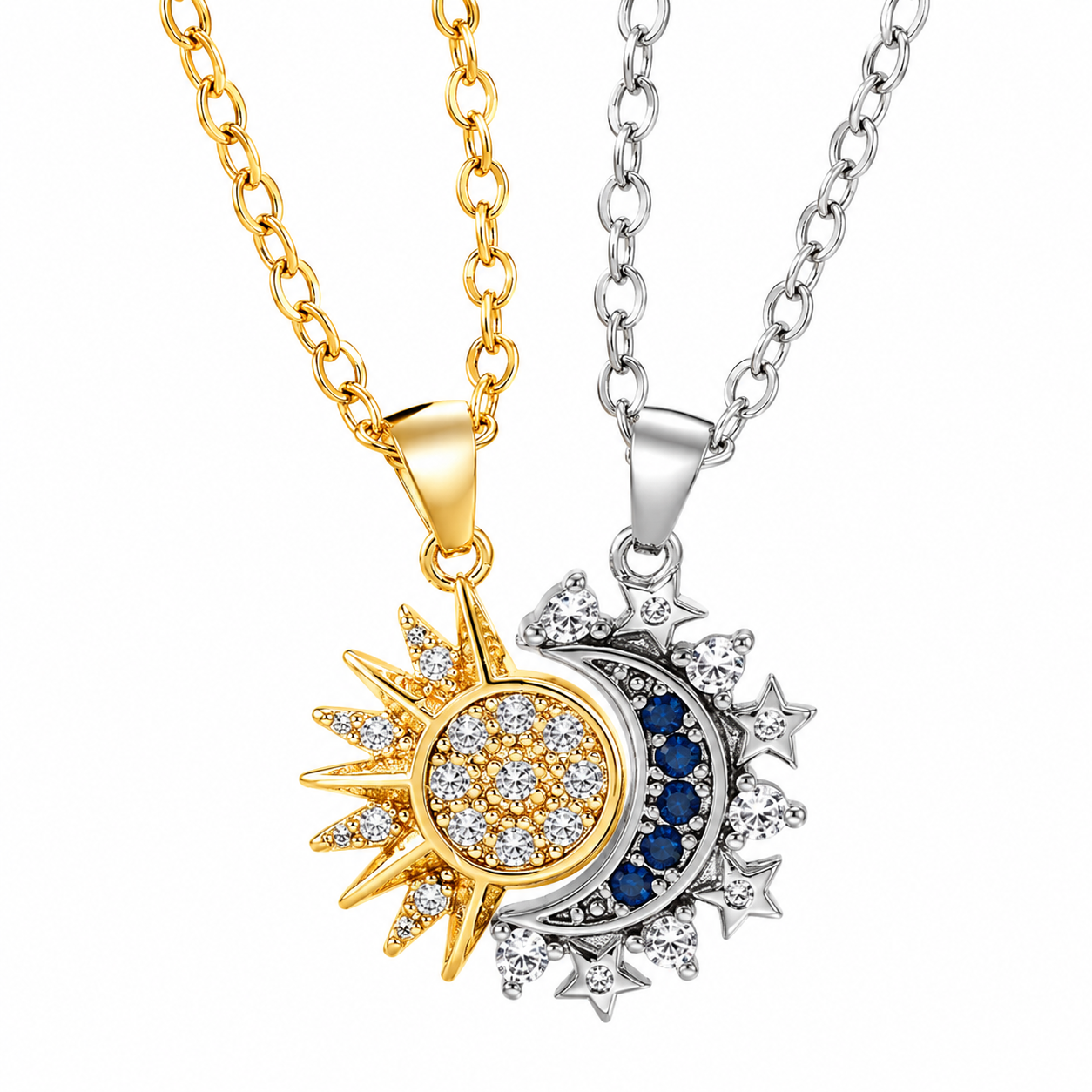 LATS™ Collar Magnético Sol y Luna – Acero Inoxidable