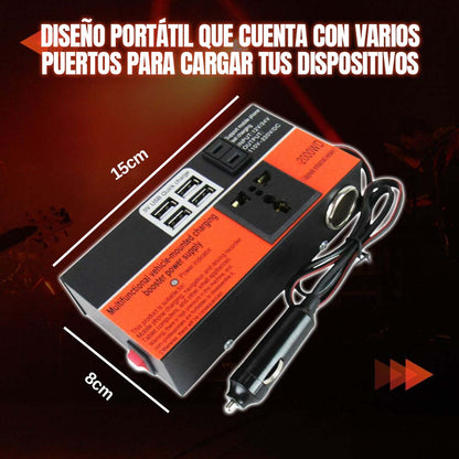 INVERSOR DE CORRIENTE PARA AUTO 1500W SOLO FUNCION USB