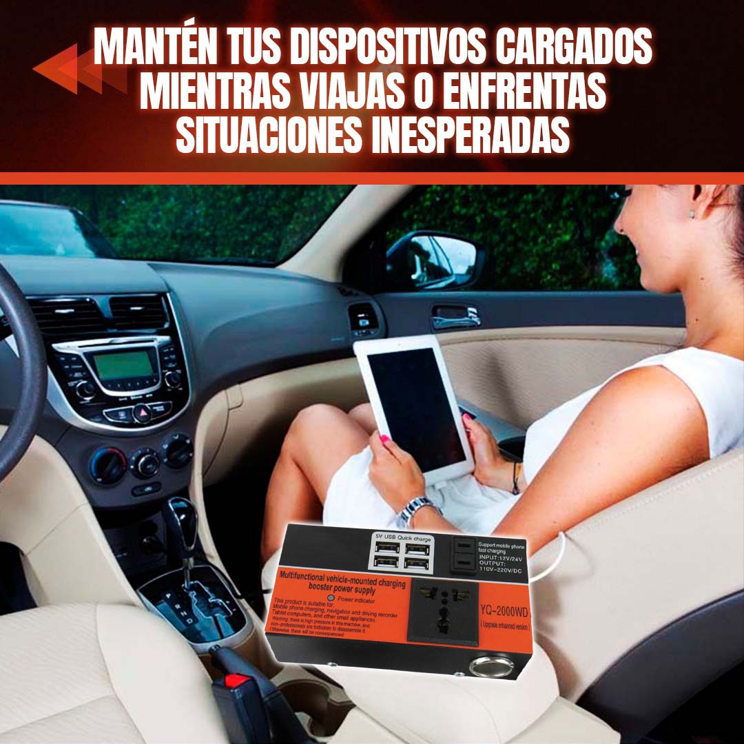 INVERSOR DE CORRIENTE PARA AUTO 1500W SOLO FUNCION USB