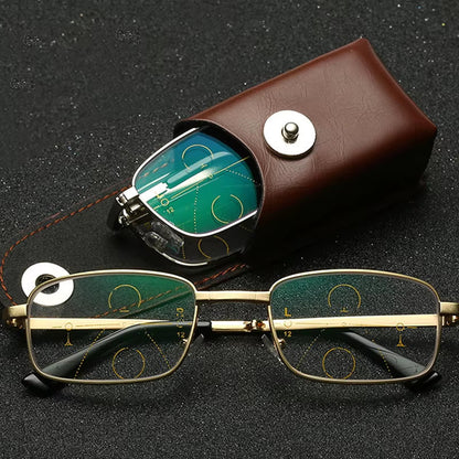 Folding bifocal reading glasses