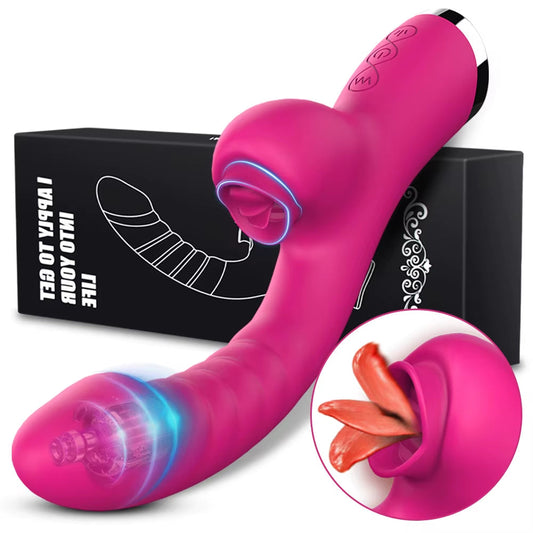 Vibrador 2 en 1 con función de lamido de lengua