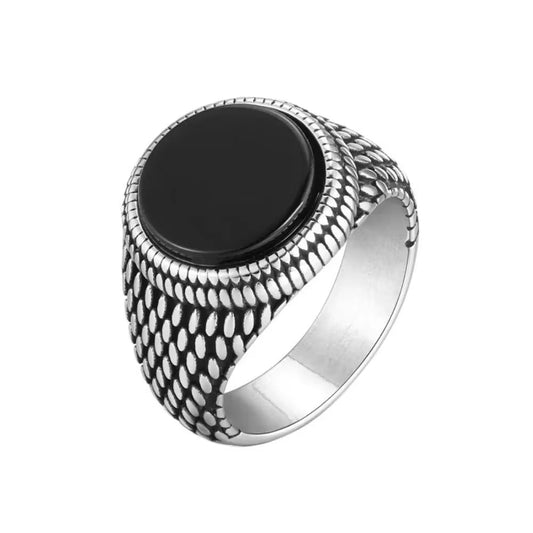 Anillo estilo punk retro con piedras preciosas redondas