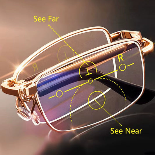Folding bifocal reading glasses