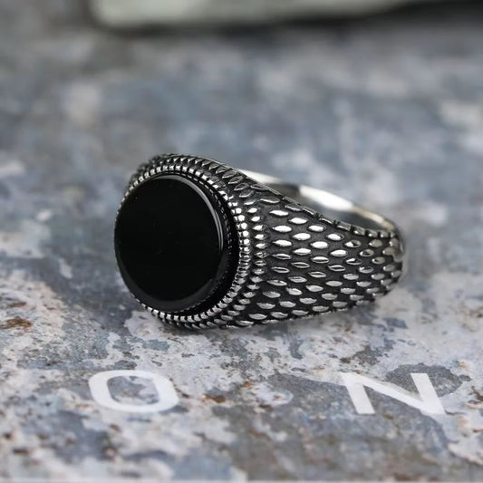 Anillo Punk de estilo Retro con piedras preciosas redondas
