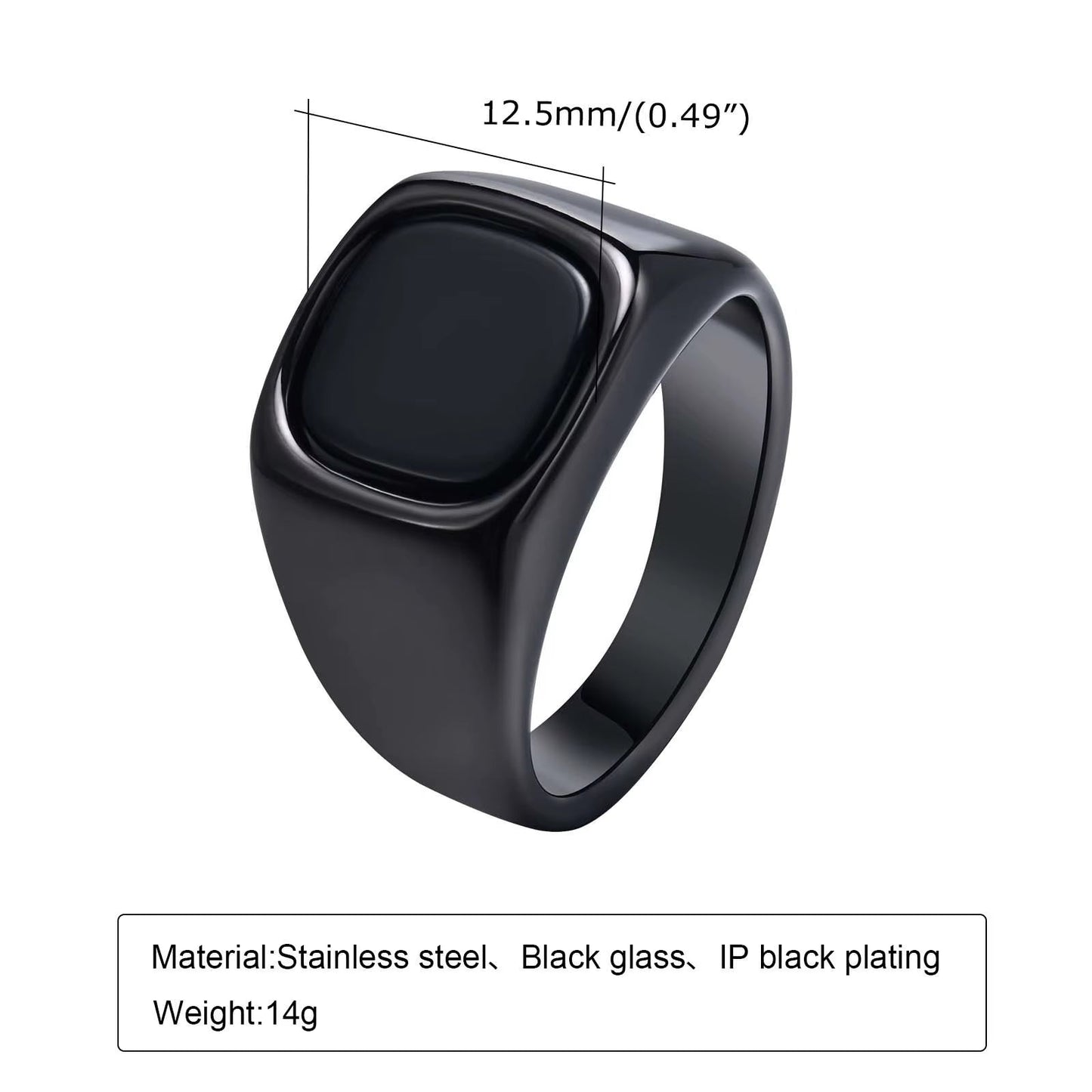 Anillo piedra pulida negra