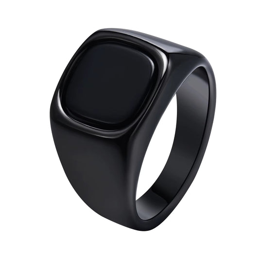 Anillo de piedra pulida negra