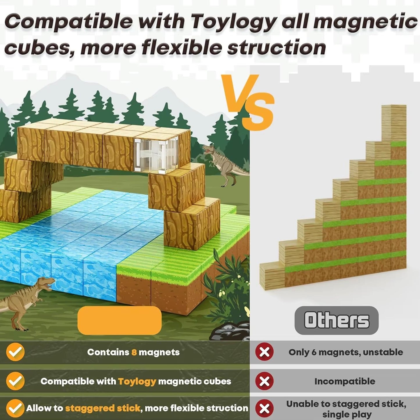 Bloques magnéticos Minecraft 100piezas