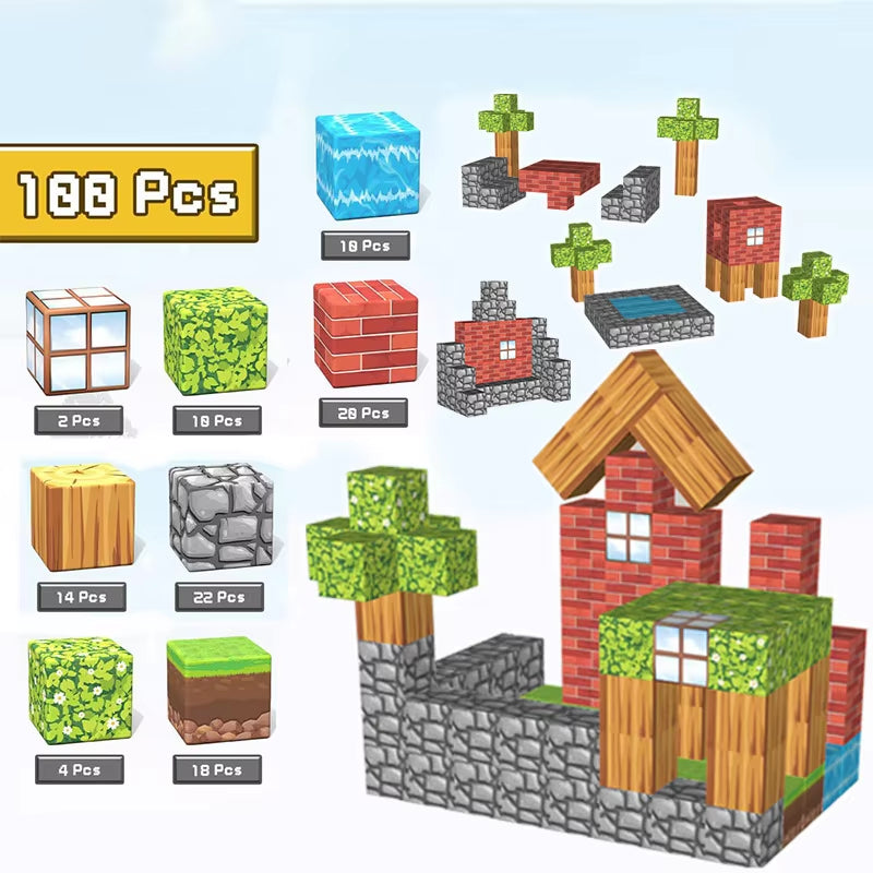Bloques magnéticos Minecraft 100piezas