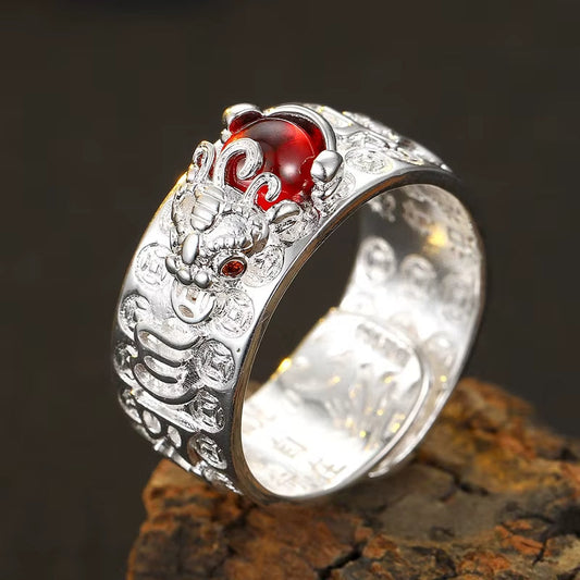 ADJUSTABLE GREY AND WHITE FENG SHUI RING