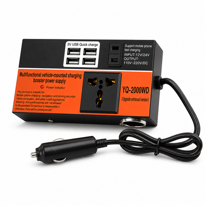 INVERSOR DE CORRIENTE PARA AUTO 1500W SOLO FUNCION USB
